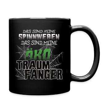 Öko Traumfänger - Spinne Schlaf Natur Geschenk - Tasse einfarbig - Schwarz - Rechts