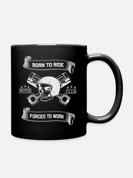 Born To Ride MC Skull Piston Design - Full Colour Mug - black