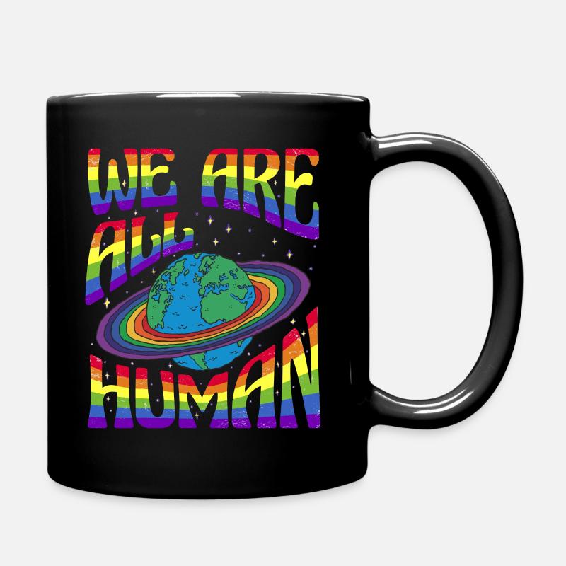 We are all Human LGBT Pride Month LGBTQ - Full Colour Mug - black