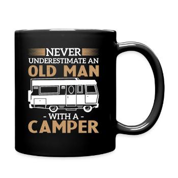 Never underestimate an old man with a camper - Full Colour Mug - black - Right