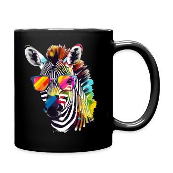 Zeb the bespectacled zebra - Full Colour Mug - black - Right