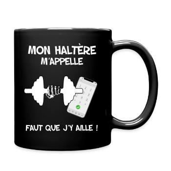 Mon Haltère m'appelle Cadeau Sport Entrainement - Mug uni - noir - Droite