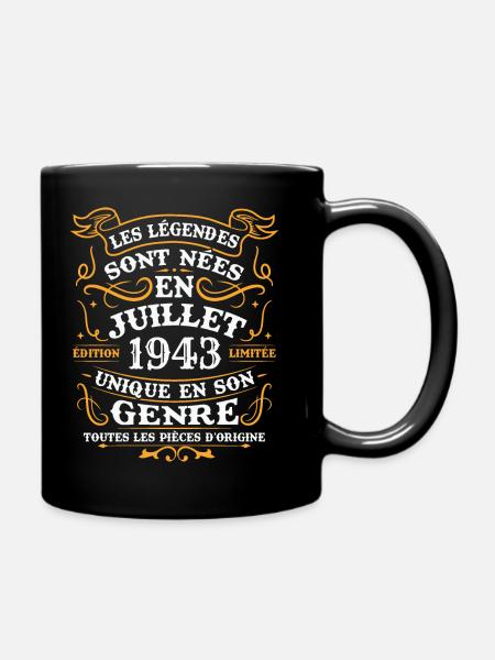 Vintage juillet 1943, Rétro cadeau anniversaire - Mug uni - noir