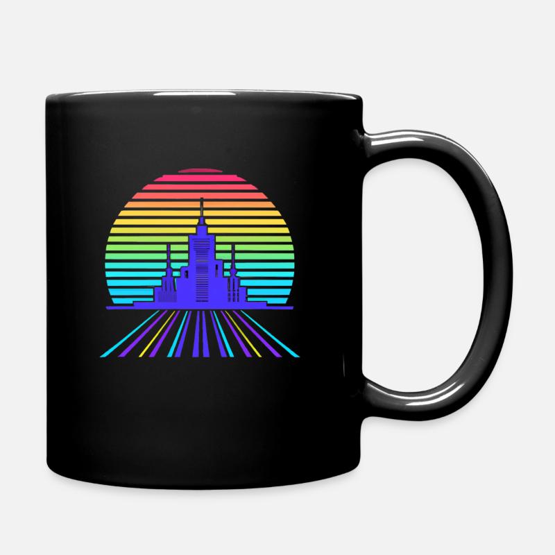 Retro-Futuristische Stadtlandschaft - Tasse einfarbig - Schwarz