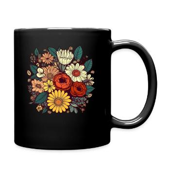 Fleurs dans le style boho retro 01 - Mug uni - noir - Droite
