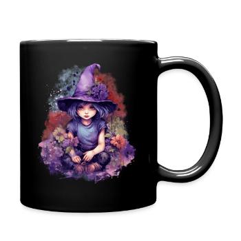 Cute Baby Girl Witch Watercolor - Mug uni - noir - Droite