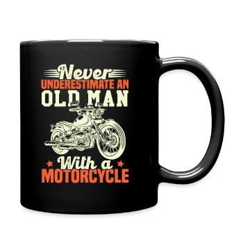 Never underestimate an old man with a motorcycle - Full Colour Mug - black - Right