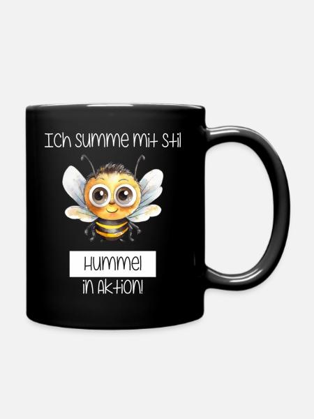 Ich summe mit Stil - Hummel in Aktion - Tasse einfarbig - Schwarz