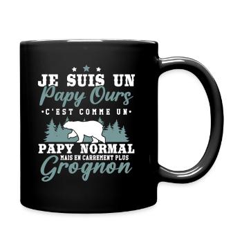 Je suis un papy ours grognon - cadeau humour papy - Mug uni - noir - Droite