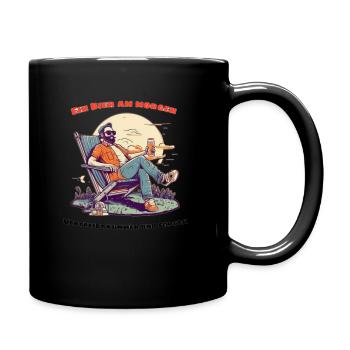Ein Bier am Morgen, vertreibt Kummer und Sorgen - Tasse einfarbig - Schwarz - Rechts