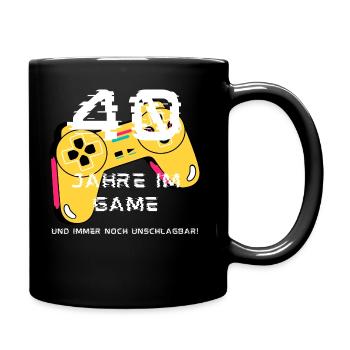 40ter Geburtstag - Tasse einfarbig - Schwarz - Rechts