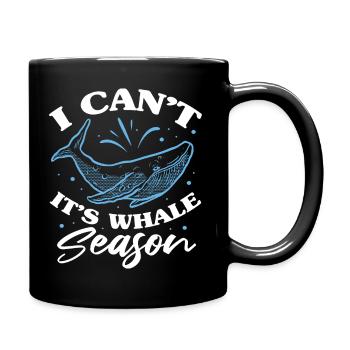 Je ne peux pas c’est la saison des baleines Cétacé bleu - Mug uni - noir - Droite