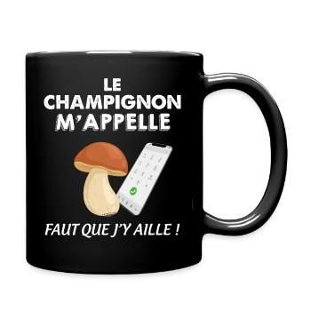 Champignon cadeau chasse cueillette - Mug uni - noir - Droite