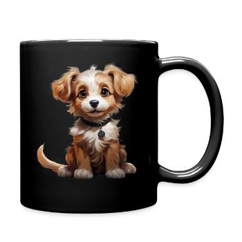 Chibi-Hund - Tasse einfarbig - Schwarz - Rechts