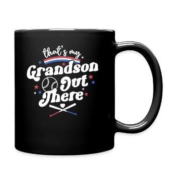 Das ist mein Enkel da draußen Shirt Retro Baseball - Tasse einfarbig - Schwarz - Rechts