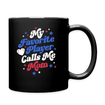 Baseball Mama Mutter Retro Mein Lieblingsspieler - Tasse einfarbig - Schwarz - Rechts