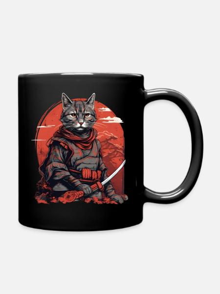 Chat Samouraï Japon - Mug uni - noir