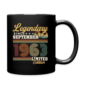 Legendär seit September 1963 Vintage Geschenk - Tasse einfarbig - Schwarz - Rechts