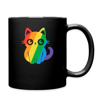 Pride Cat Gay Kawaii Anime LGBT Regenbogen Flagge - Tasse einfarbig - Schwarz - Rechts