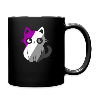 Niedliche Ace Cat Asexual Pride Month Niedliche Kawaii LGBT - Tasse einfarbig - Schwarz - Rechts