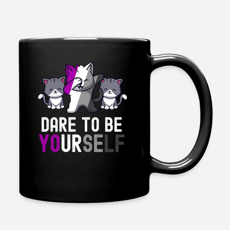 Trauen Sie sich, Sie selbst zu sein Katze Asexueller Stolz Niedlich Kawaii - Tasse einfarbig - Schwarz