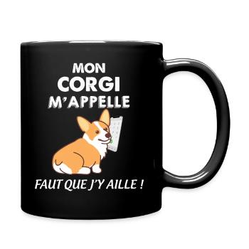 Chien Corgi Et Teléphone Cadeau Humour - Mug uni - noir - Droite