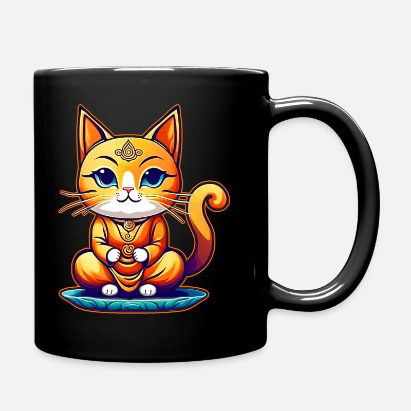 Niedliche Katze in Buddha Yoga Position - Tasse einfarbig - Schwarz