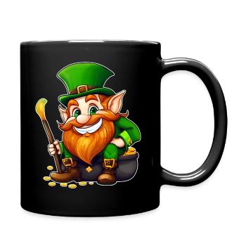 Saint Patricks Day Irish Kobold Leprechaun Wichtel - Tasse einfarbig - Schwarz - Rechts