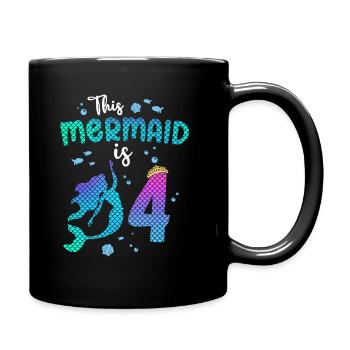 Cette sirène est 4 ans Sirène Fille 4ème - Mug uni - noir - Droite
