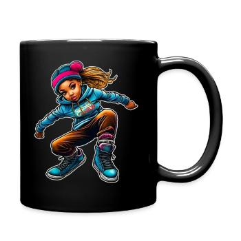 Cooles Girl Graffiti Hip Hop Rap Skater Musik - Tasse einfarbig - Schwarz - Rechts