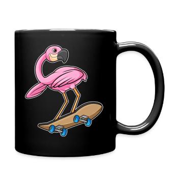 Flamingo en tant que patineur avec planche à roulettes - Mug uni - noir - Droite