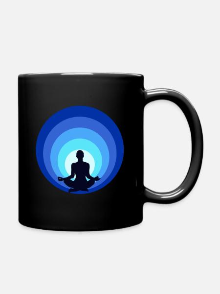 Meditation in blau, dein eigener Raum innere Ruhe - Tasse einfarbig - Schwarz
