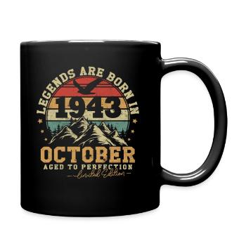 October 1943 vintage retro anniversary 1943 - Full Colour Mug - black - Right
