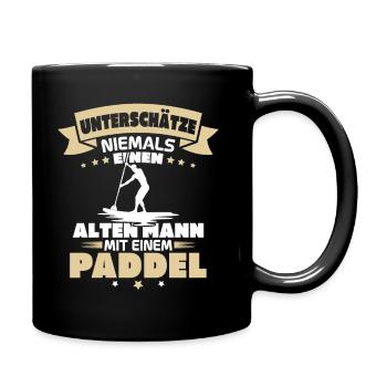 Alter Mann mit Paddel Kanufahrer Vintage Kanusport - Tasse einfarbig - Schwarz - Rechts