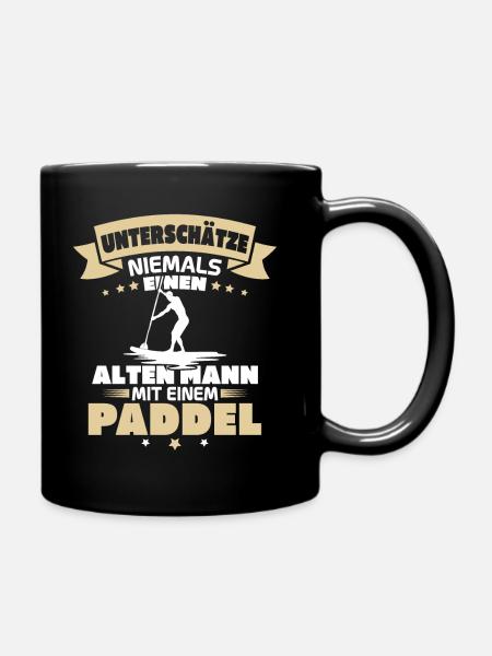 Alter Mann mit Paddel Kanufahrer Vintage Kanusport - Tasse einfarbig - Schwarz