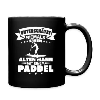 Alter Mann mit Paddel Kanufahrer Vintage Kanusport - Tasse einfarbig - Schwarz - Rechts