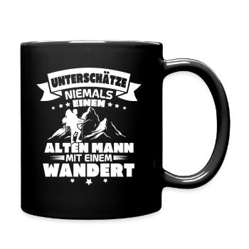 Alten mann mit einem wandert - Tasse einfarbig - Schwarz - Rechts