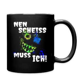 Monster - nen Scheiss muss ich - Tasse einfarbig - Schwarz - Rechts