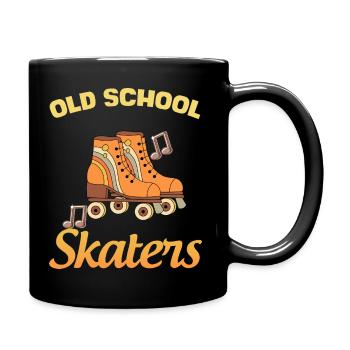 Retro Vintage Rollschuh - Tasse einfarbig - Schwarz - Rechts