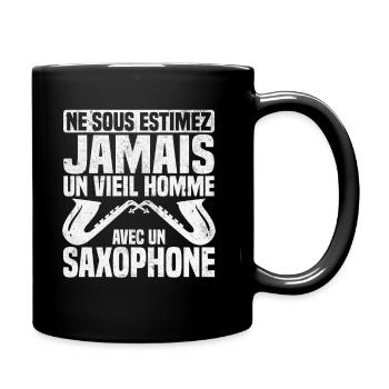 Un vieil homme avec un saxophone - Mug uni - noir - Droite