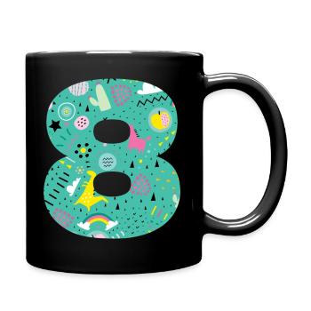 Personalisierte 8-Geburtstagsnummer - Tasse einfarbig - Schwarz - Rechts