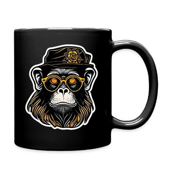 Cooler Hipster Affe mit Sonnenbrille - Tasse einfarbig - Schwarz - Rechts