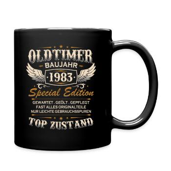 Oldtimer Baujahr 1983 Jahrgang Geburtstag Geschenk - Tasse einfarbig - Schwarz - Rechts
