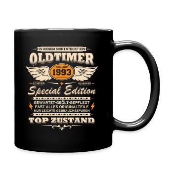 Oldtimer Baujahr Jahrgang 1993 Geburtstag Geschenk - Tasse einfarbig - Schwarz - Rechts