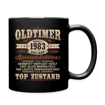 Oldtimer Baujahr 1983 Jahrgang Geburtstag Geschenk - Tasse einfarbig - Schwarz - Rechts