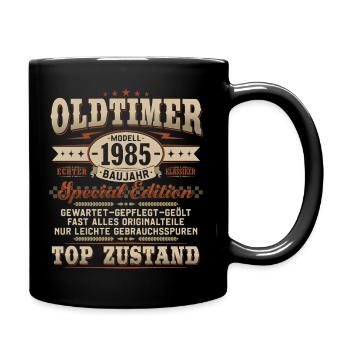 Oldtimer Baujahr 1985 Jahrgang Geburtstag Geschenk - Tasse einfarbig - Schwarz - Rechts