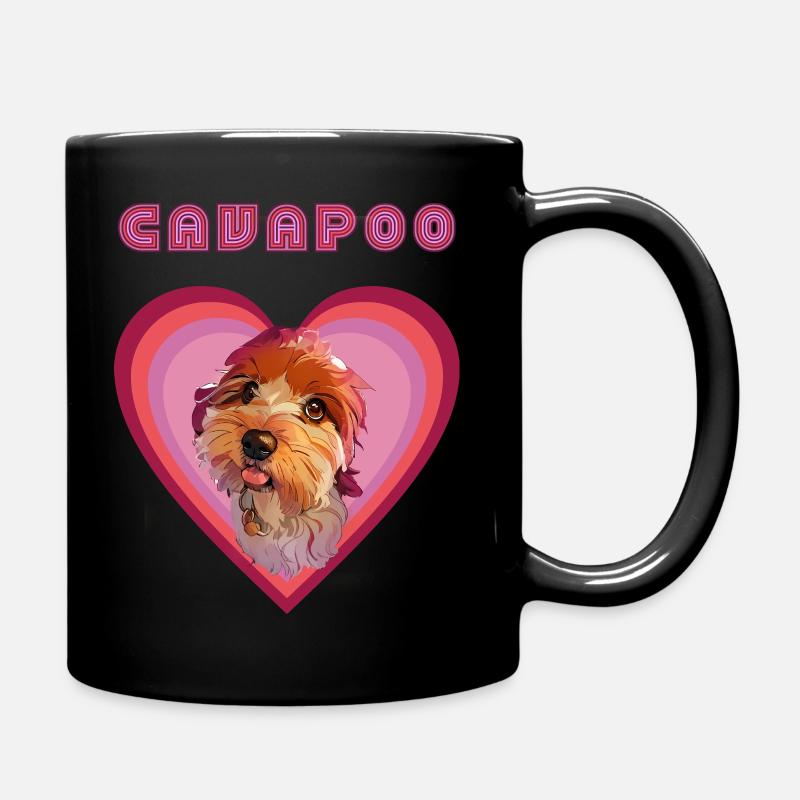 Cavapoo heart (Plum) - Full Colour Mug - black