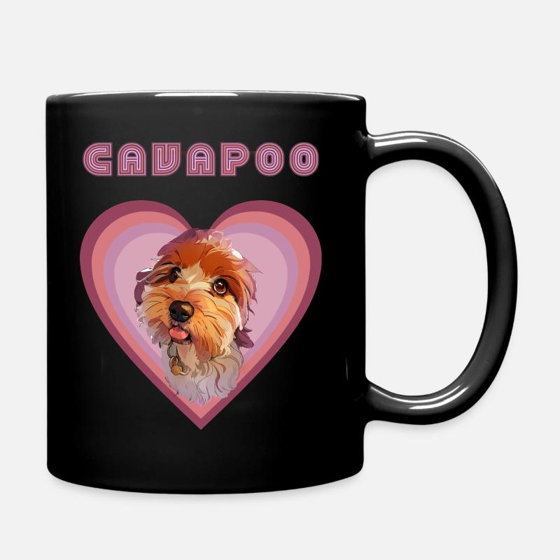 Cœur de Cavapoo (Fade retro) - Mug uni - noir