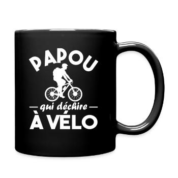 Papou qui déchire à Vélo - Mug uni - noir - Droite