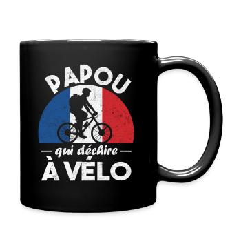 Papou qui déchire à Vélo - Mug uni - noir - Droite